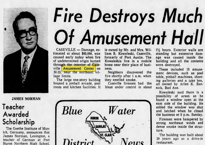 Caseville Amusement Center - Apr 26 1971 Article On Fire (newer photo)